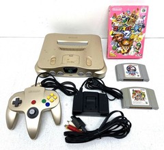 Nintendo 64 Gold NUS-001 Console Set Tested Mario Party Kart Smash Bros Japan