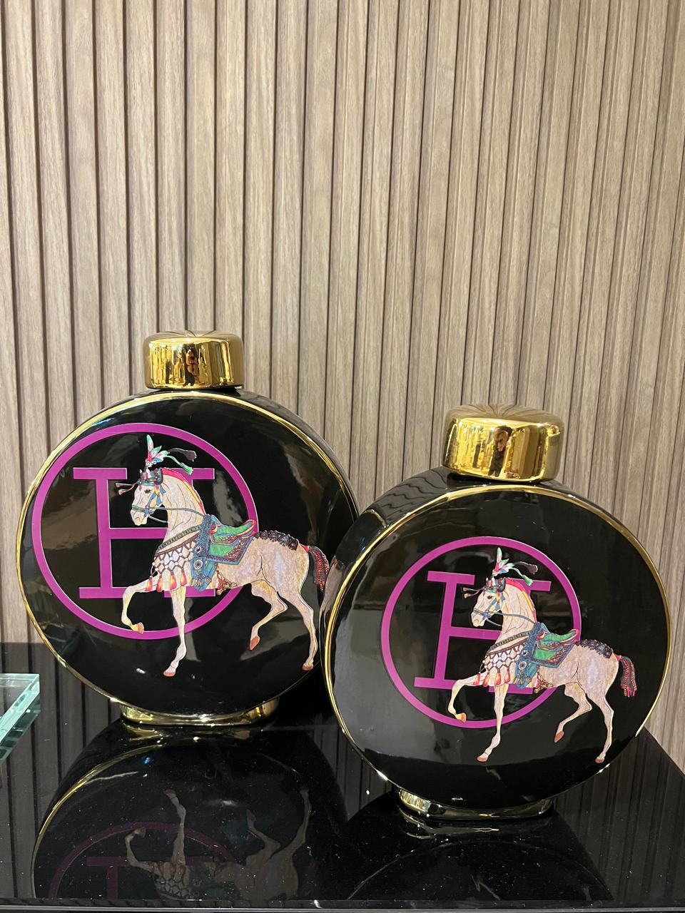 Ensemble de Pots Ronds en Céramique Noire