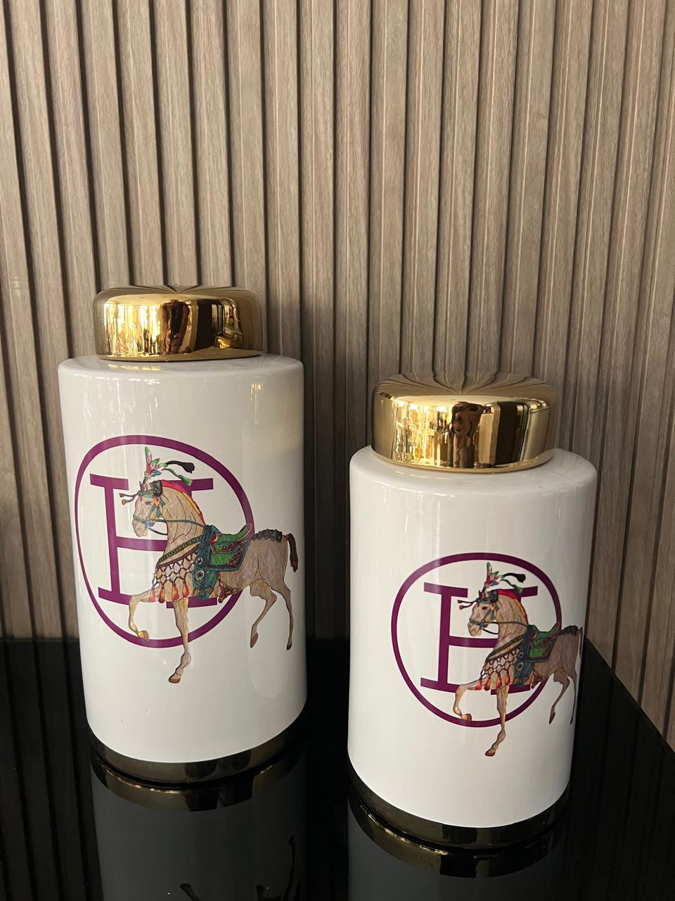 Ensemble de Pots Décoratifs Hermes Cheval