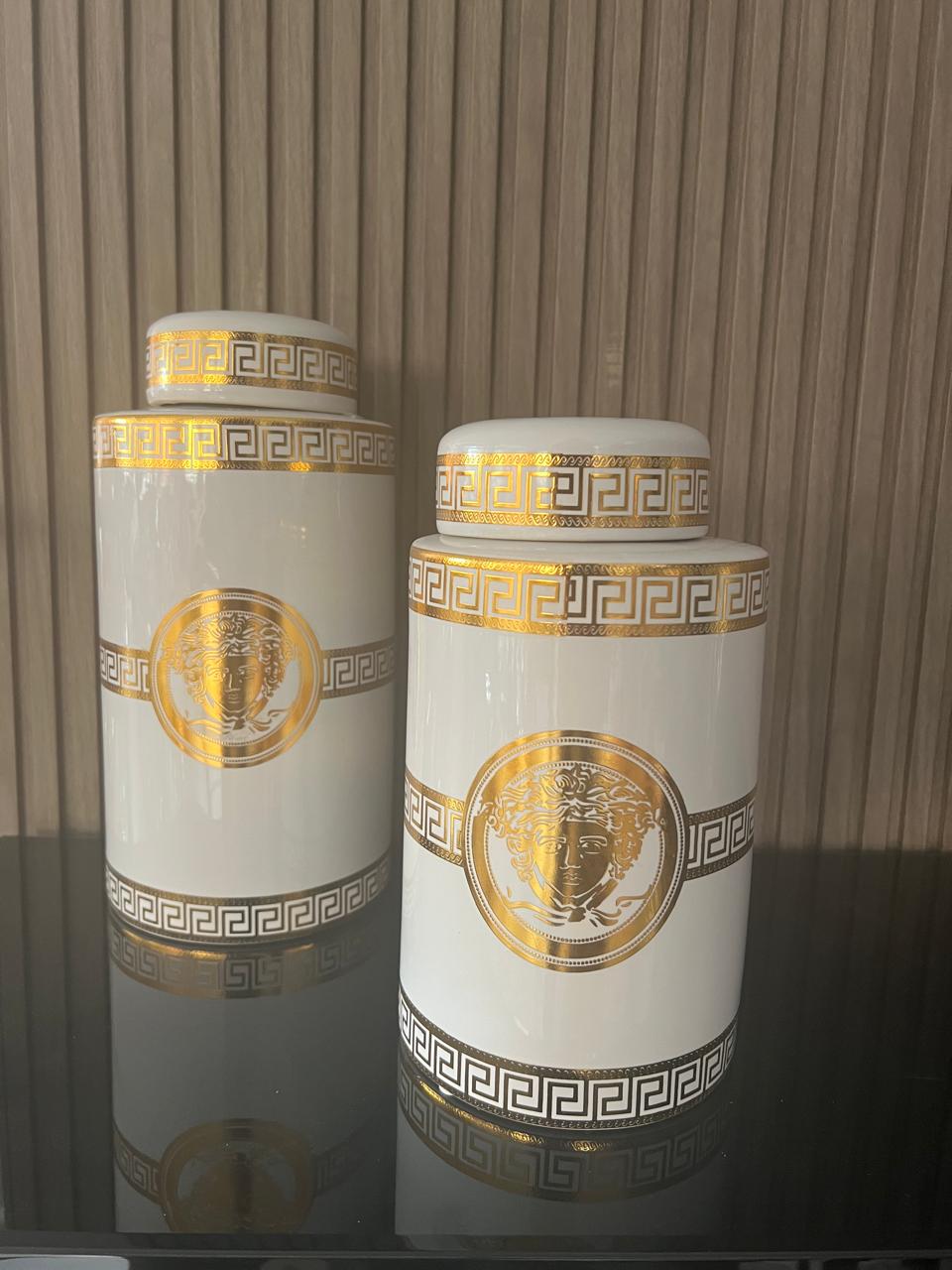 Ensemble de Pots Décoratifs « Versace – Blanc Élégant »