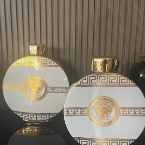 Ensemble de Pots Décoratifs "Versace d'Or - Blanc"