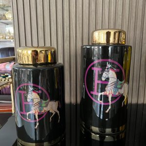 Ensemble de Pots Décoratifs « Hermes Cheval Noir »