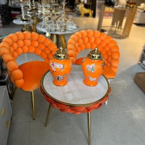 Ensemble Table d&rsquo;Appoint et Chaises « Orange Pop »